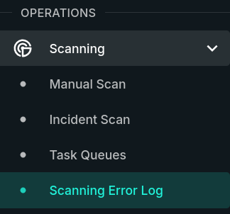 Scanning Error Log Sidebar Option Scanning Error Log Sidebar Option