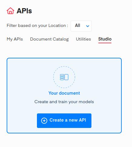 Create a new API button on the left