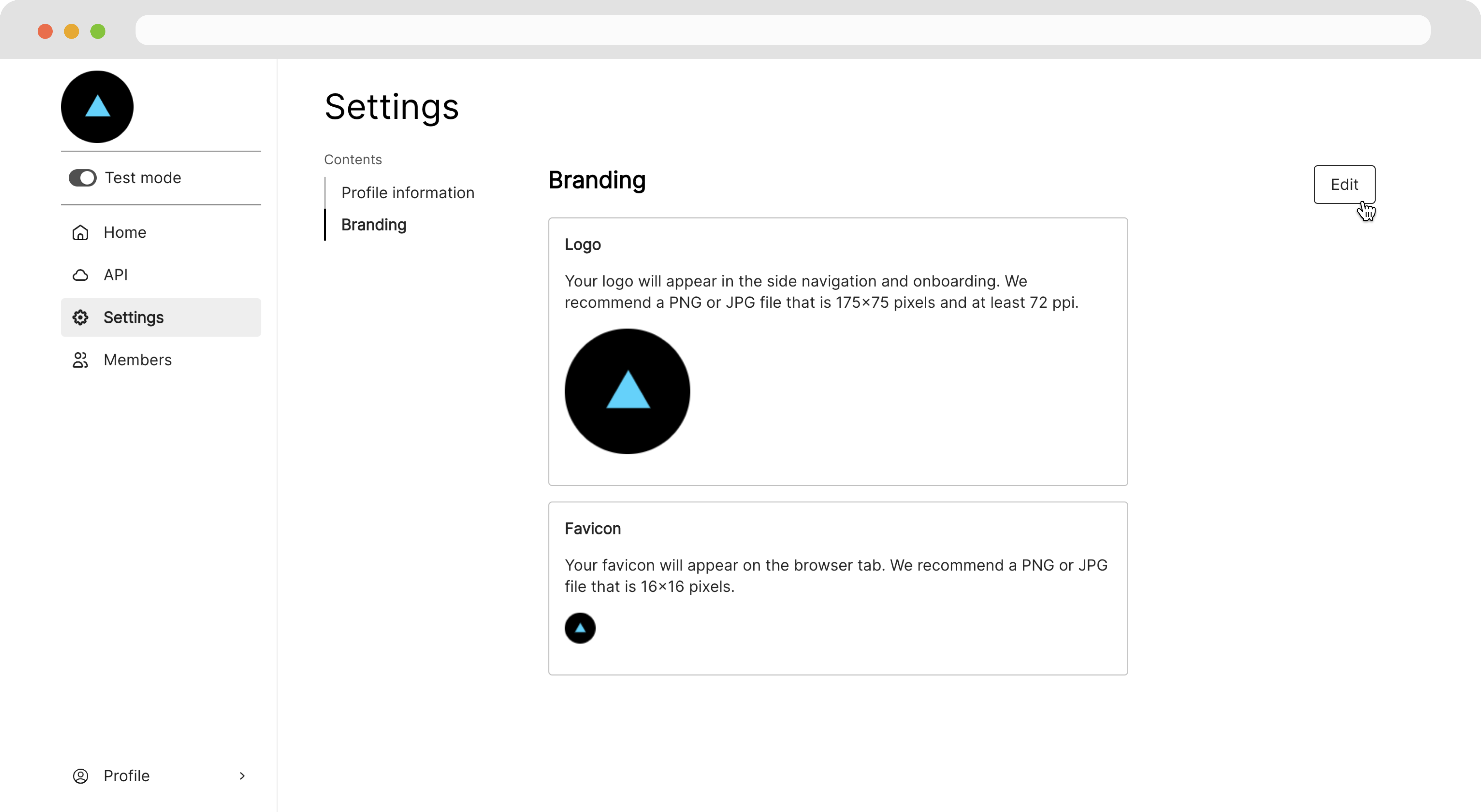 edit white-label branding on the settings page