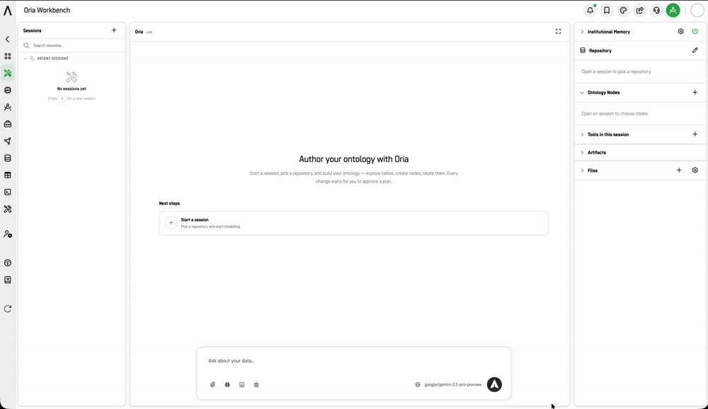 Screenshot: New Workbench session — Select a repository and Enable authoring tools