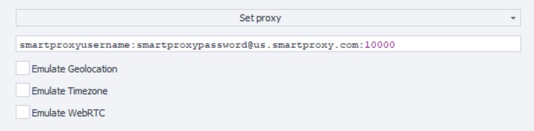 ZennoPoster set proxy settings