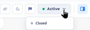 Screenshot of the button for updating conversation status