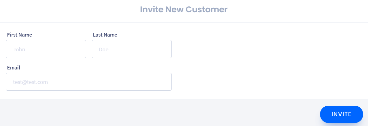 Screenshot of the **Invite New Customer** section