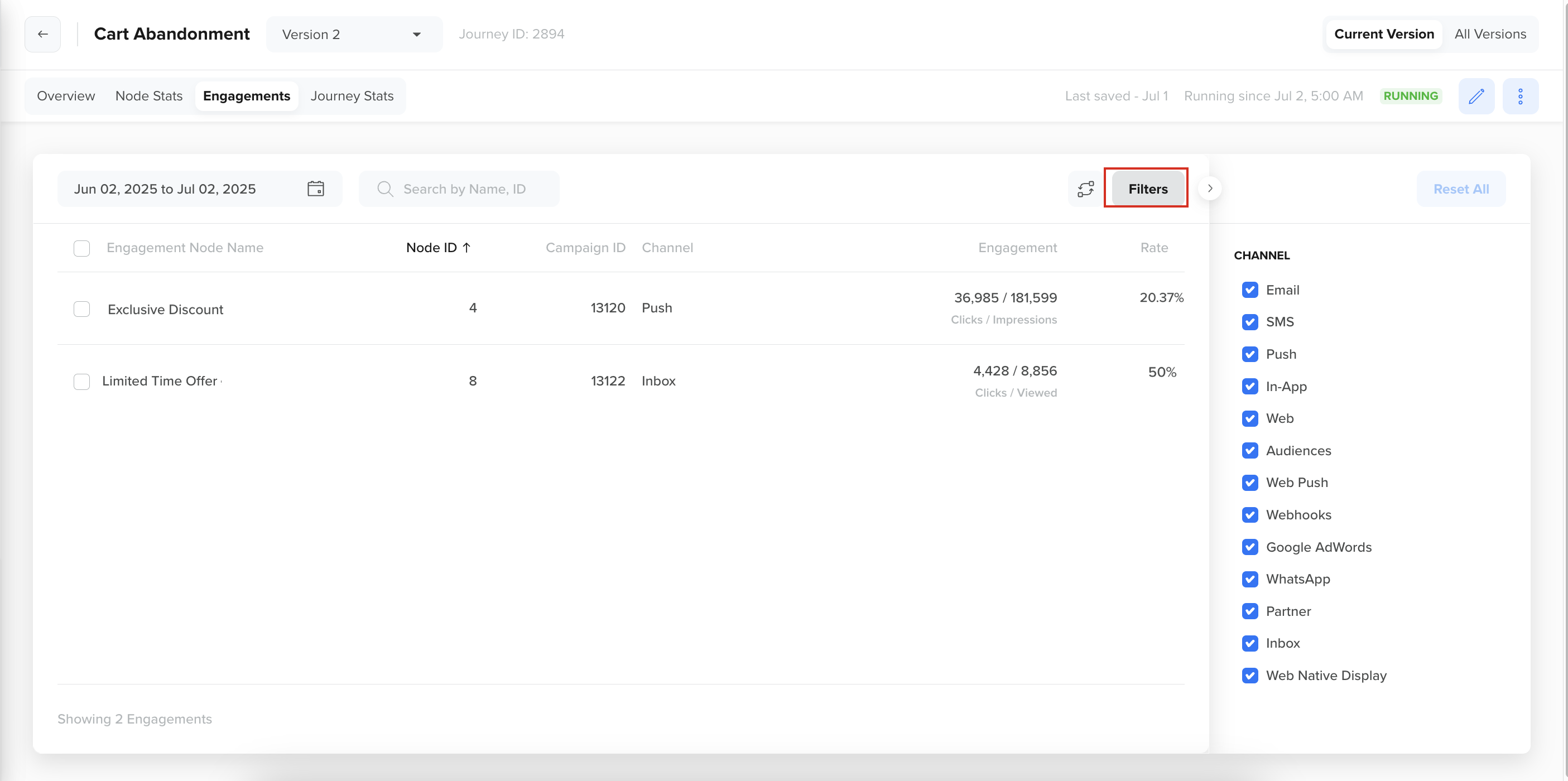Select the required channels