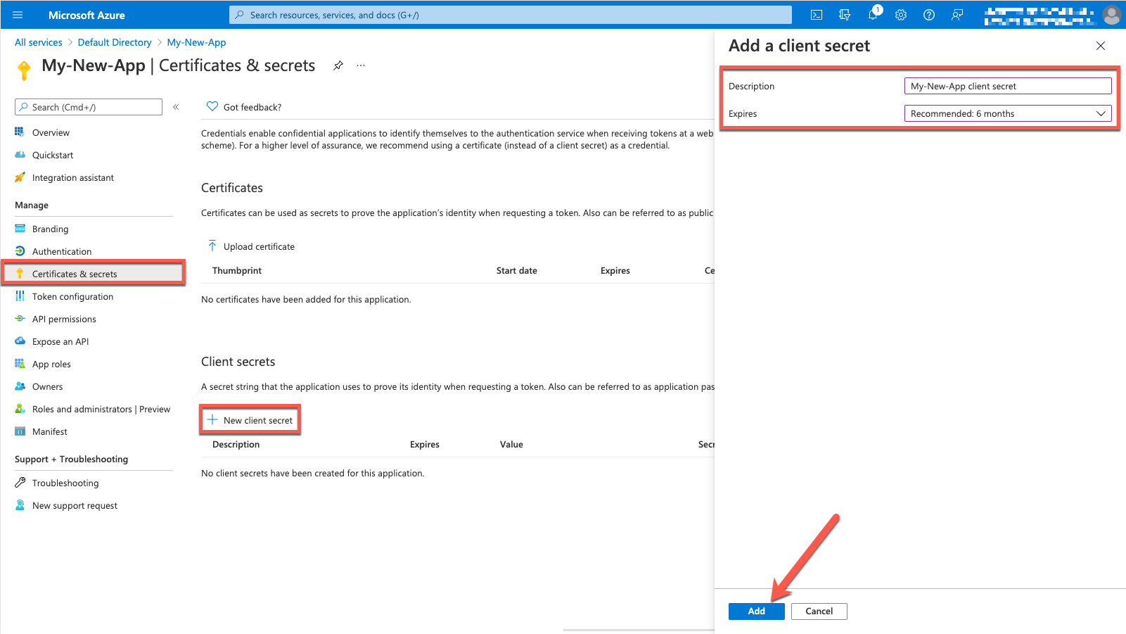 app-client-secret.png Azure Portal - New Client Secret