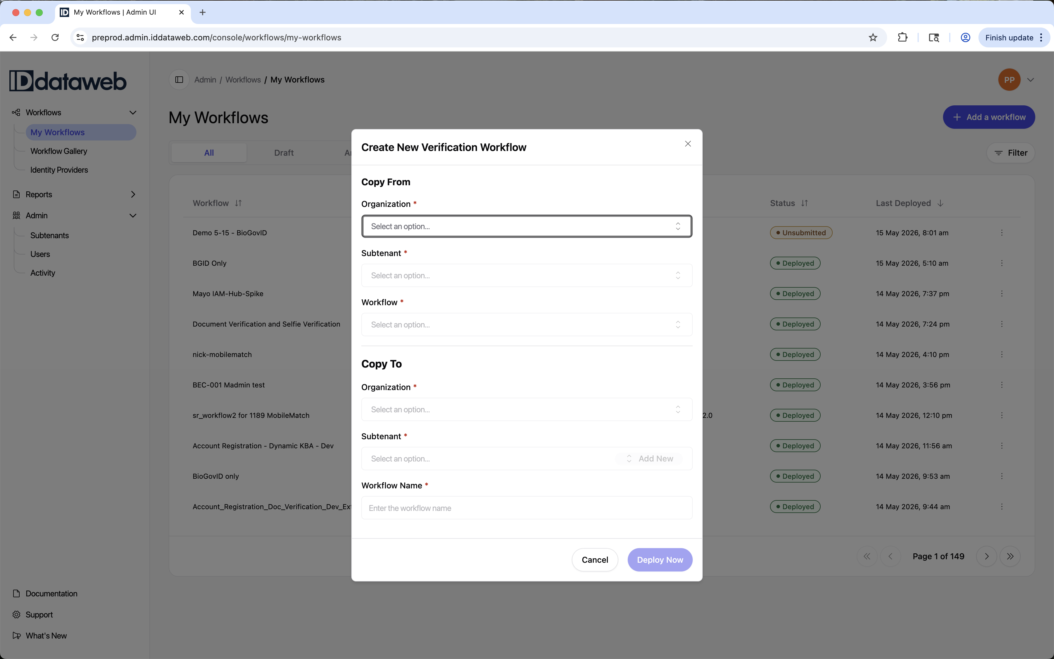 Workflow from Copy