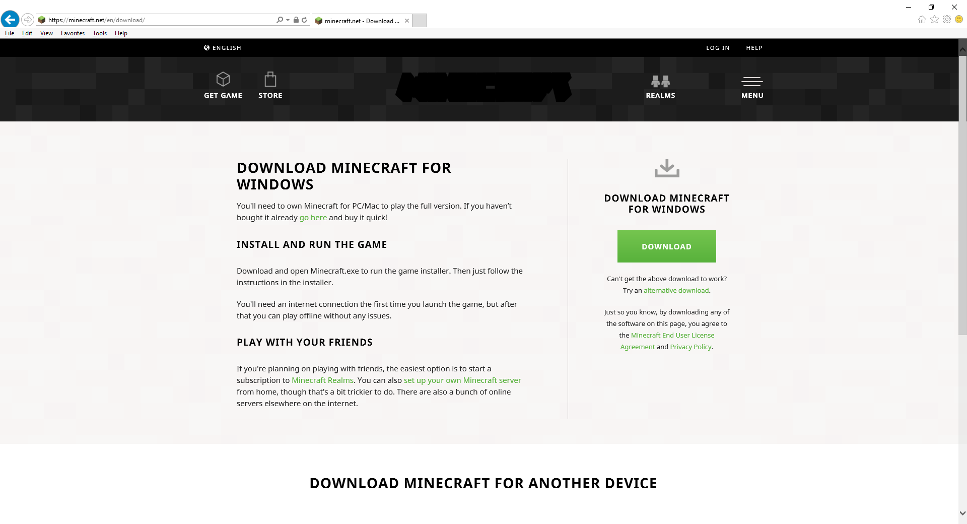 Minecraft Download Instructions