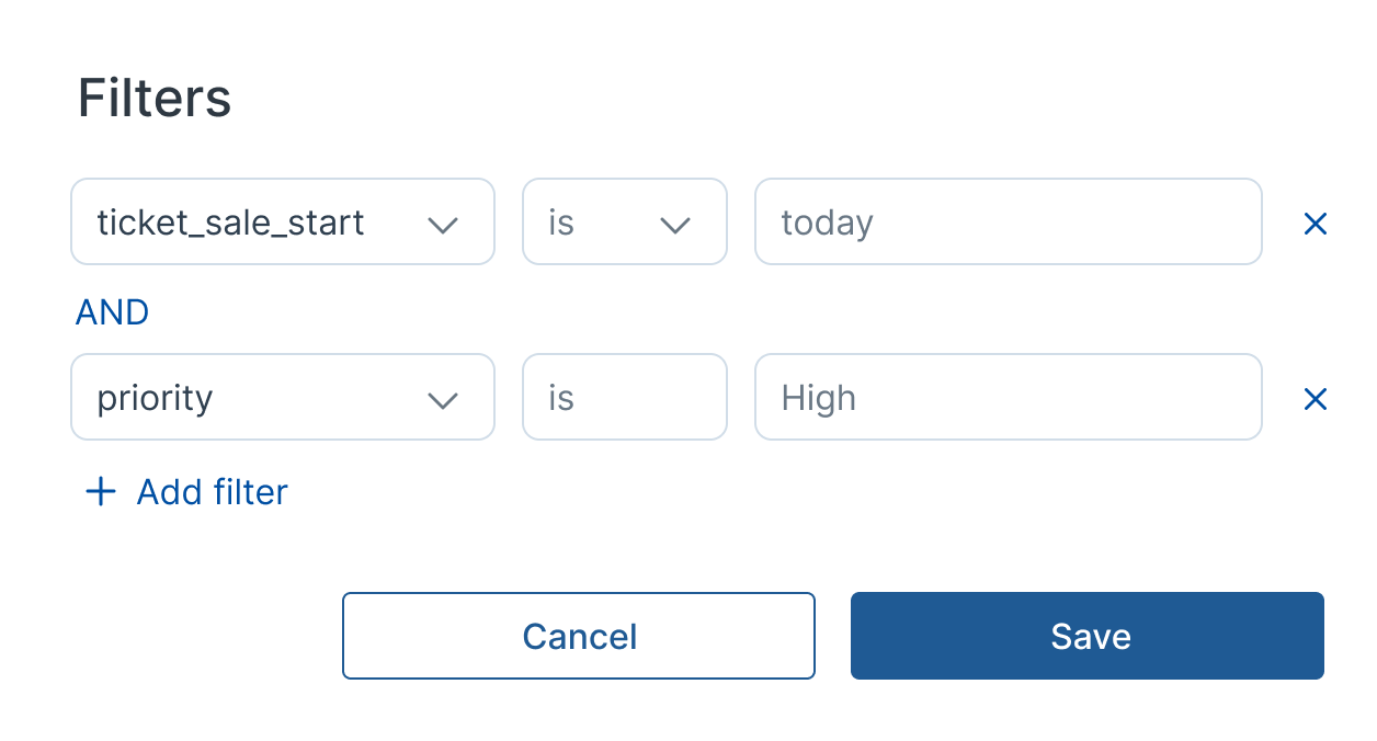 Ticketing Filters