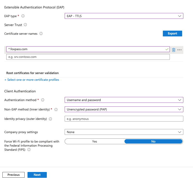 Intune EAP-TTLS Windows setup