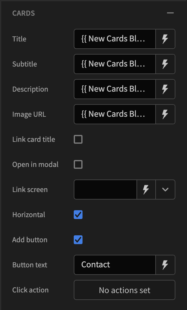 Cards Block Configuration
