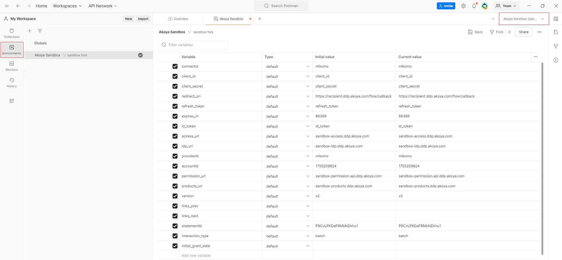 Postman Environment