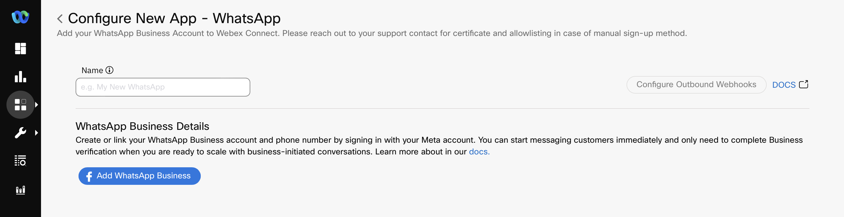 Screenshot for Embedded Sign-up