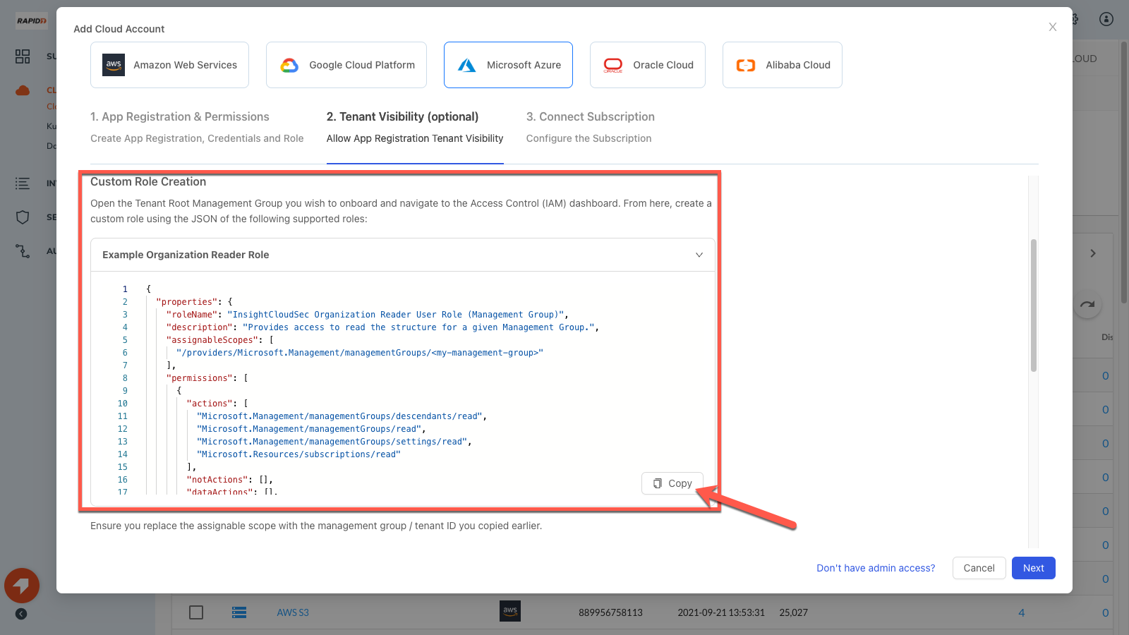 Azure Onboarding Tenant Visibility