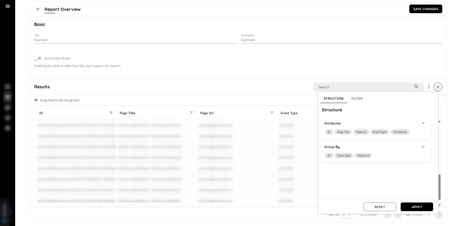 Select attributes and group by data