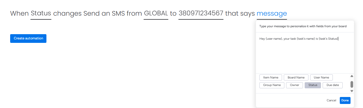 Screenshot with typing message using auto-population