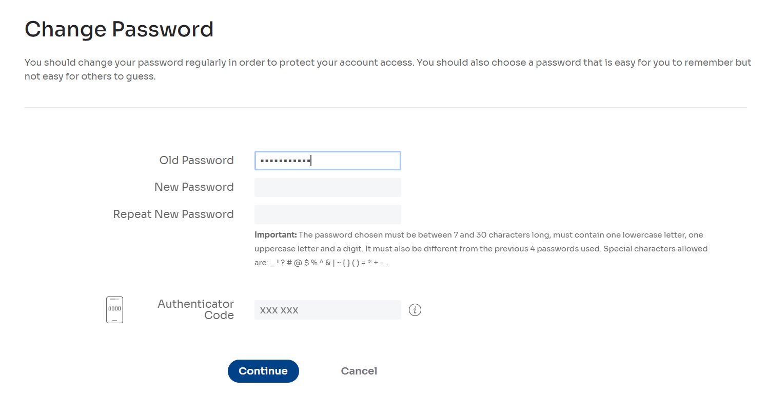 Figure 4: Changing your user password