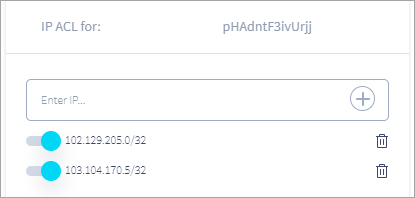 Screenshot of the ACL rule settings for accessing the recordings' storage