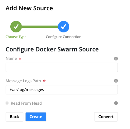 Docker Swarm Log Configuration Form