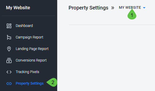 Select the property you want to configure and navigate to Property Settings.