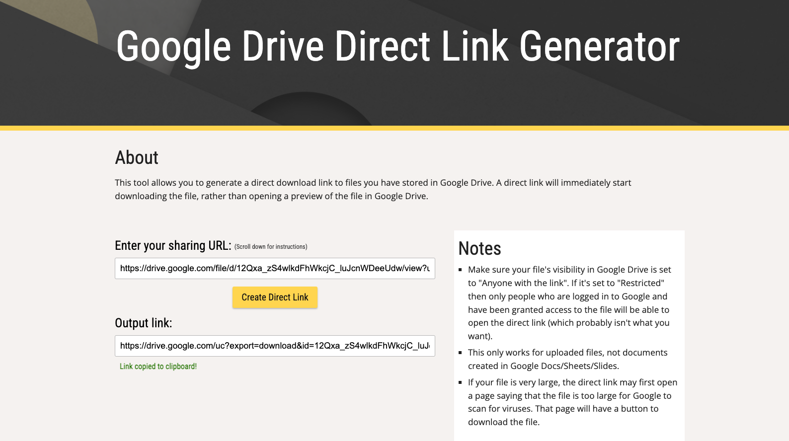 Using Google Drive link to upload 