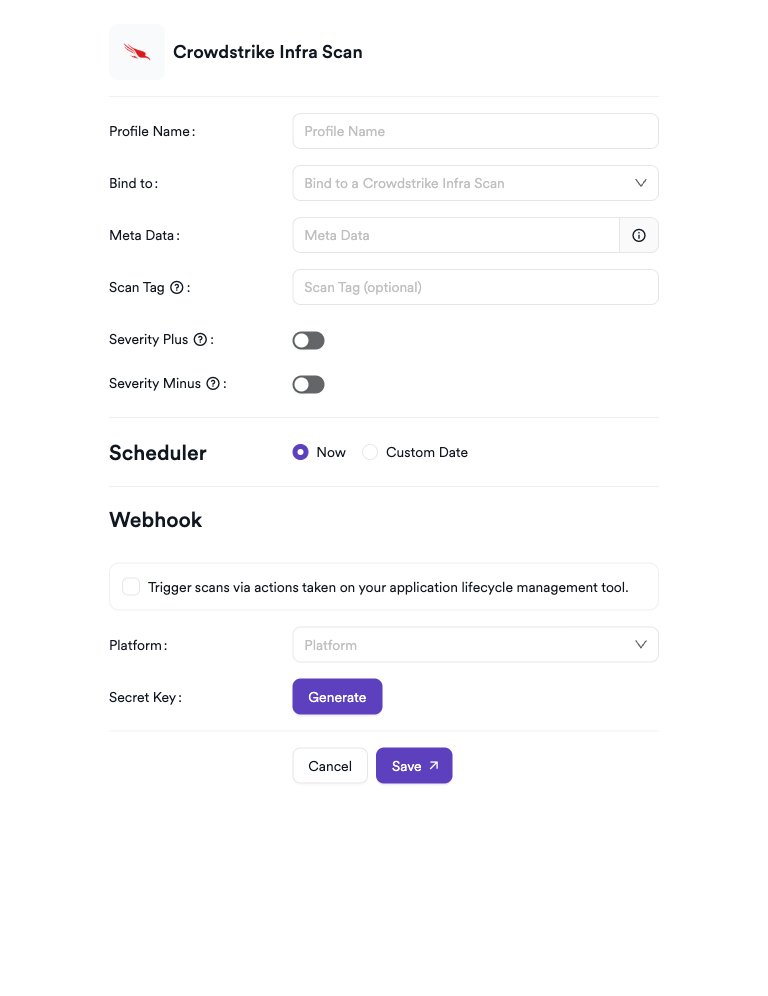 CrowdStrike Infra scan creation