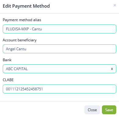 Image 2. Updating a Payment Method