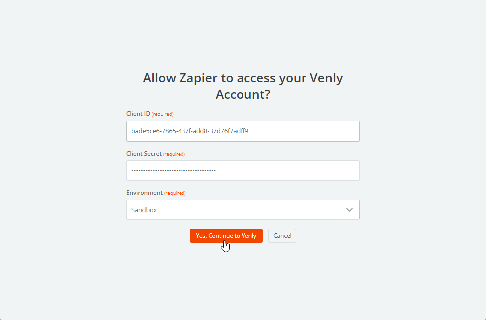 Connect Venly Account with Zapier