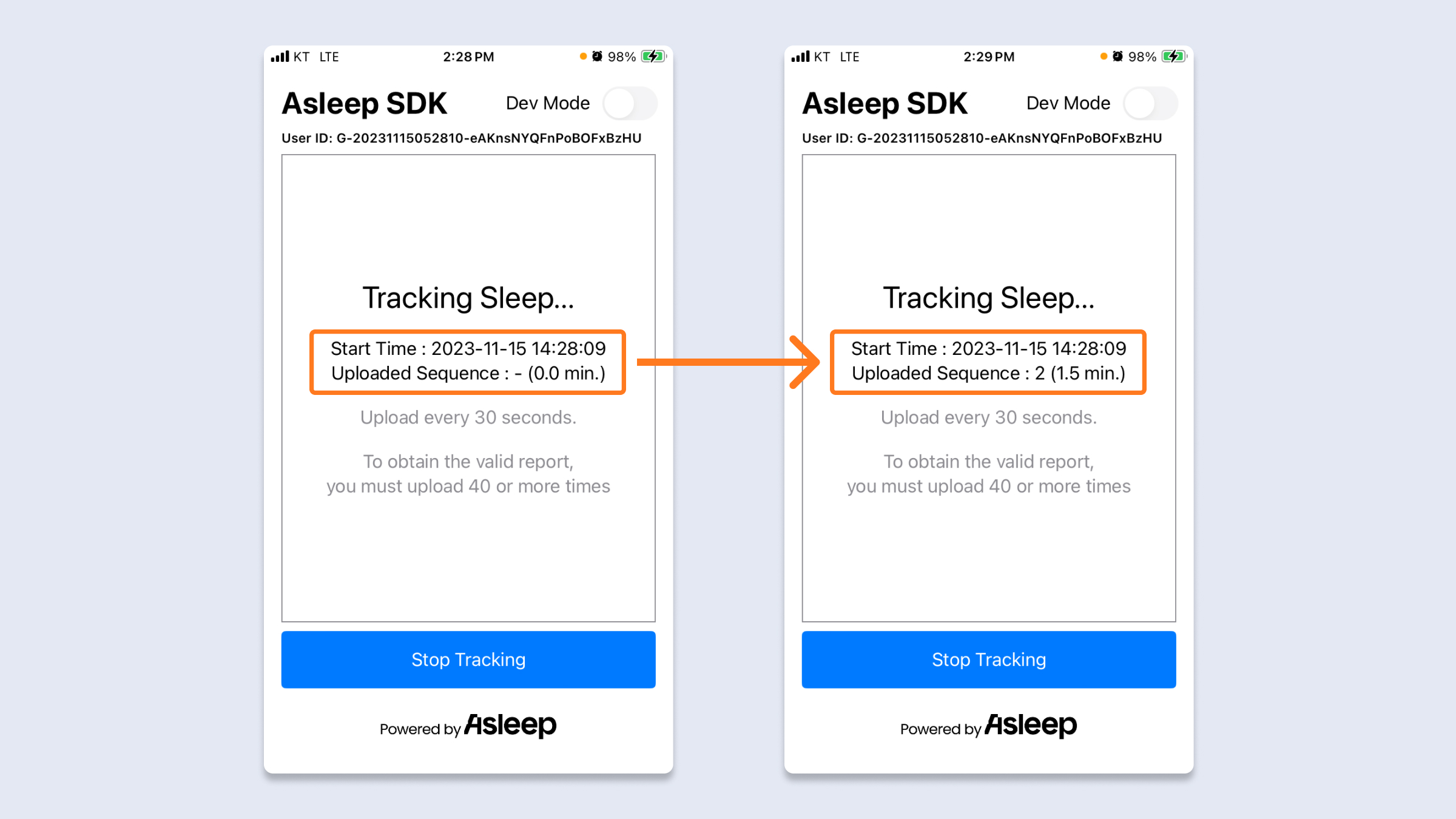 Sample App Sleep Tracking