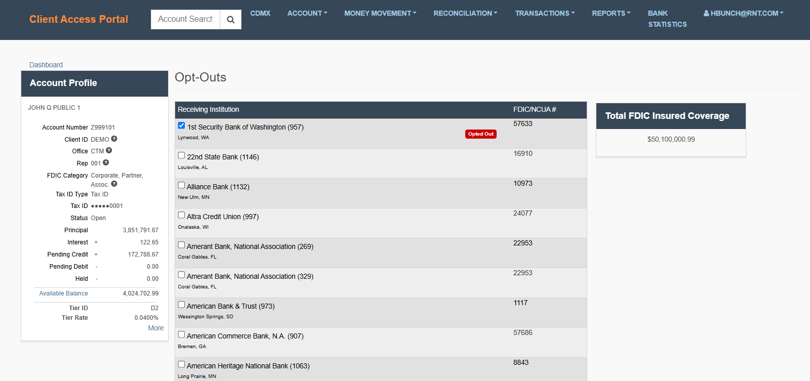 Opt Outs Page