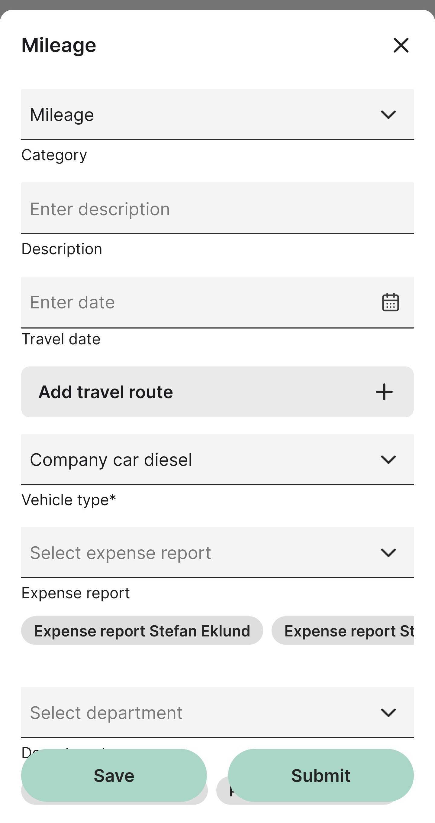 The mileage view