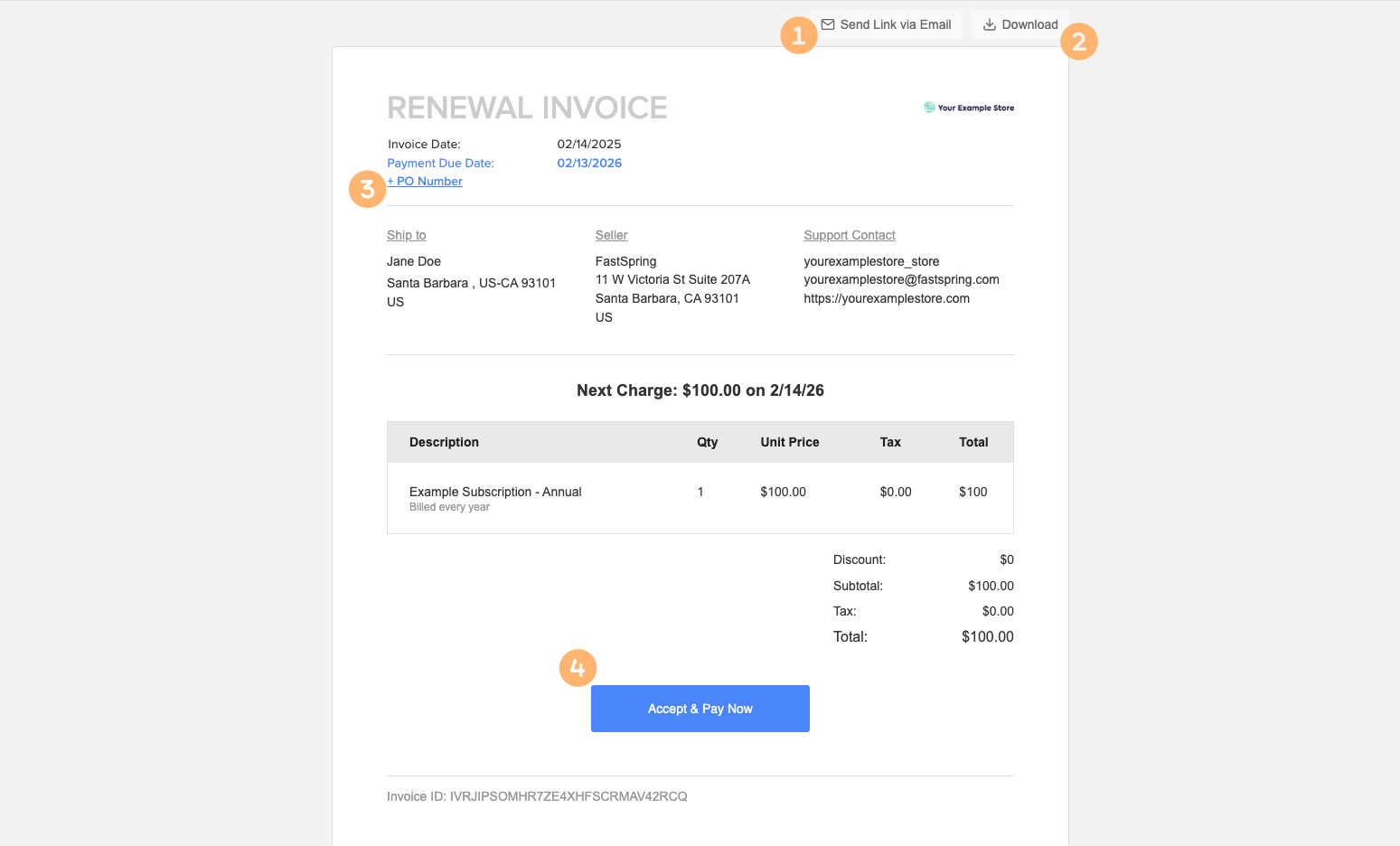 Invoice Options Screenshot