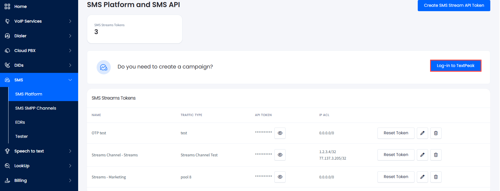Screenshot of the **Log-in to TextPeak*** button