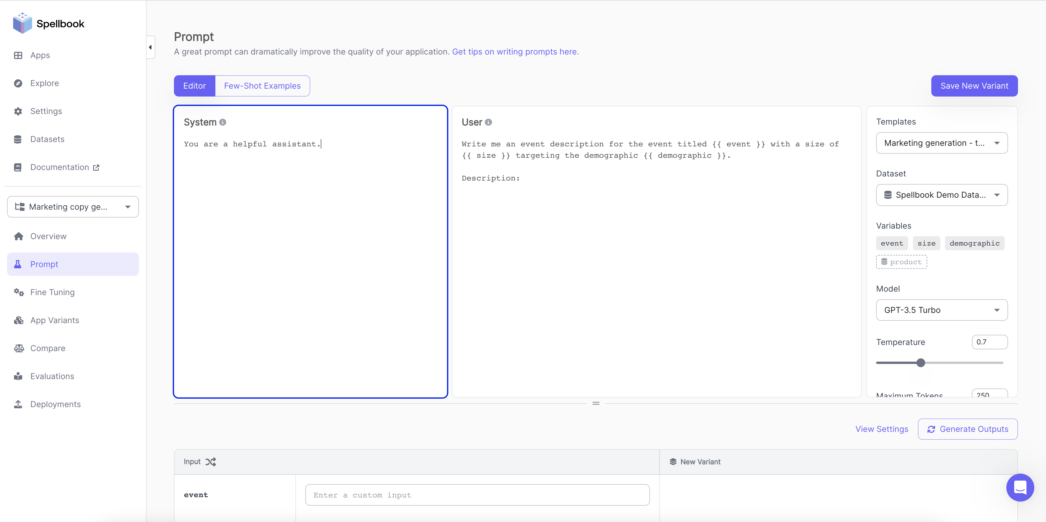 When selecting a chat-optimized model, you will be able to specify a system message.