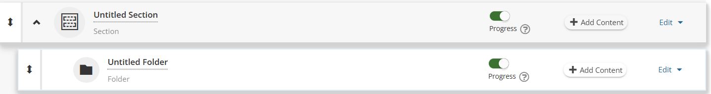 Screenshot showing a folder structure in TopClass LMS.