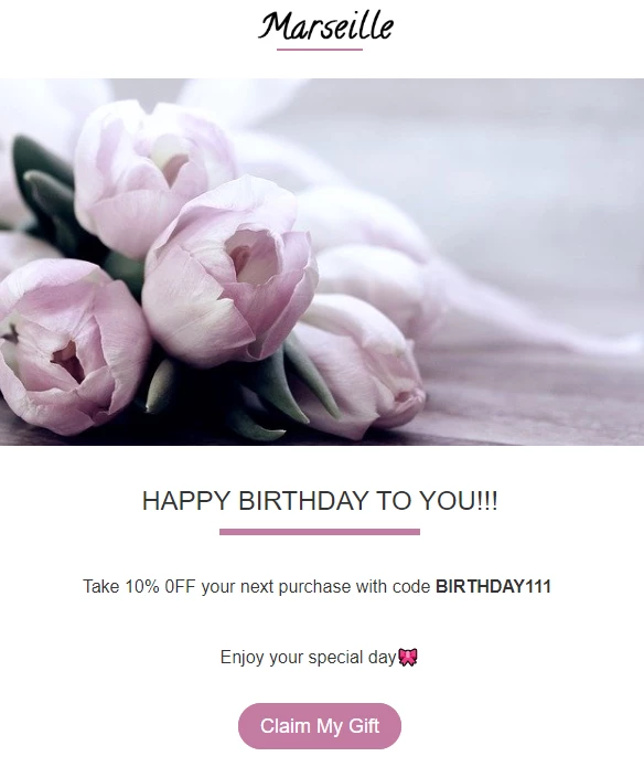 Birthday email design