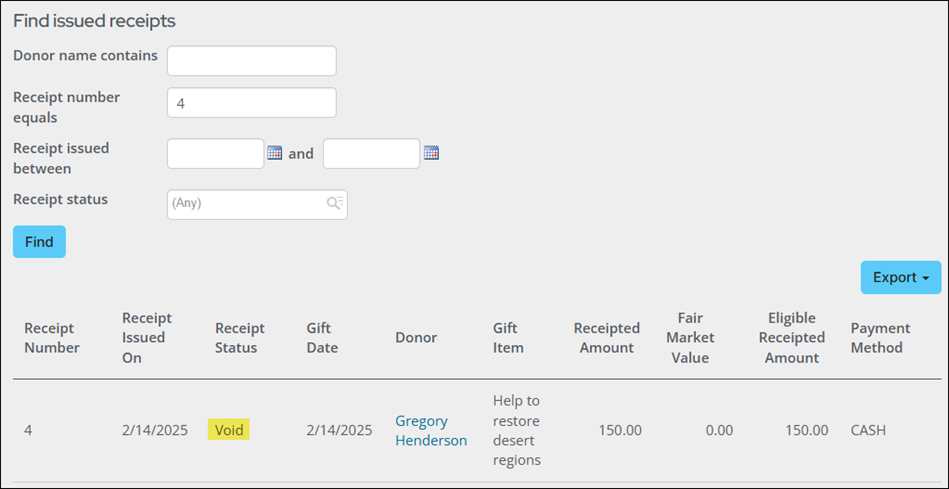 Finding the voided receipt in the logs
