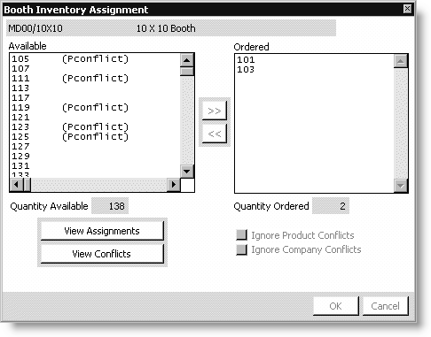 From Exposition, select Process booth orders, open an order, click Booth Inventory