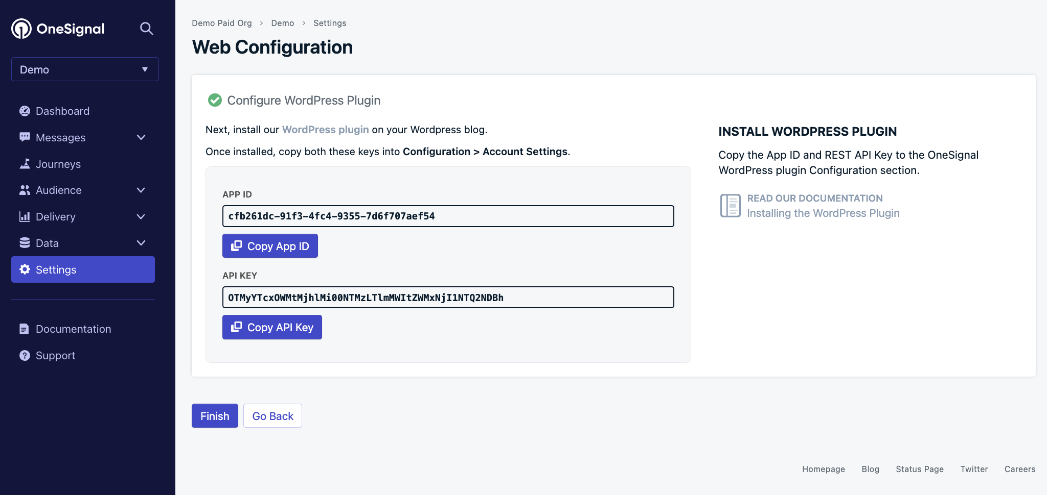 OneSignal Dashboard Example