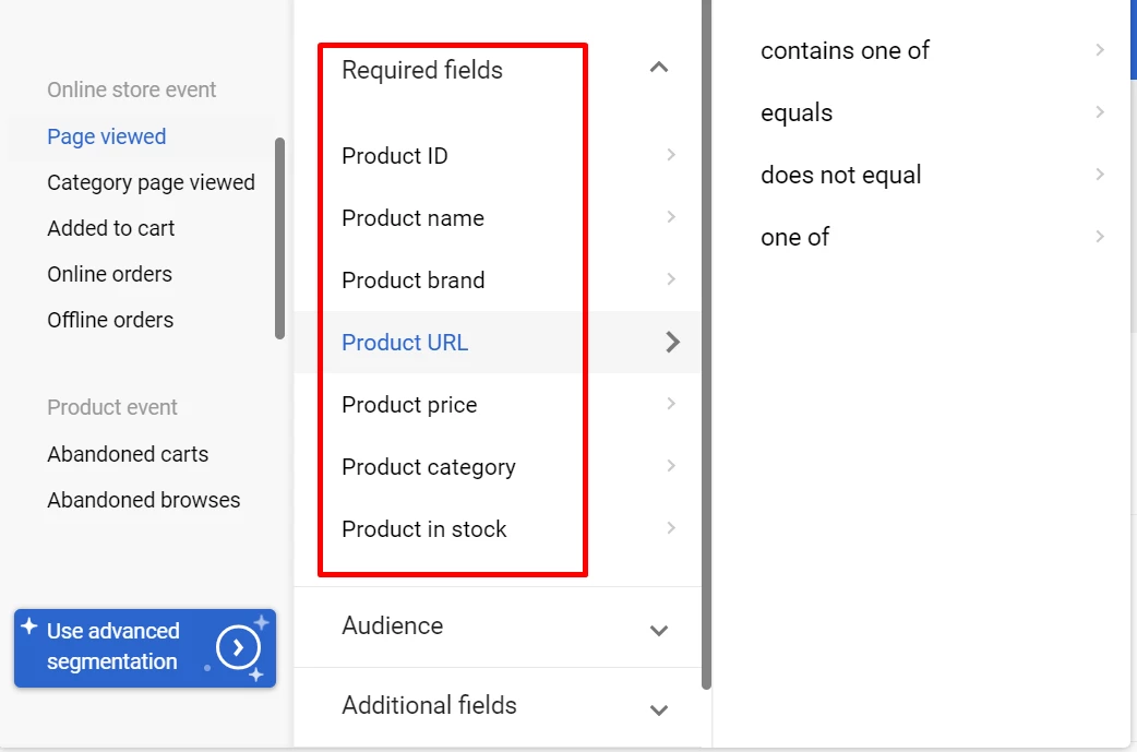 Required fields