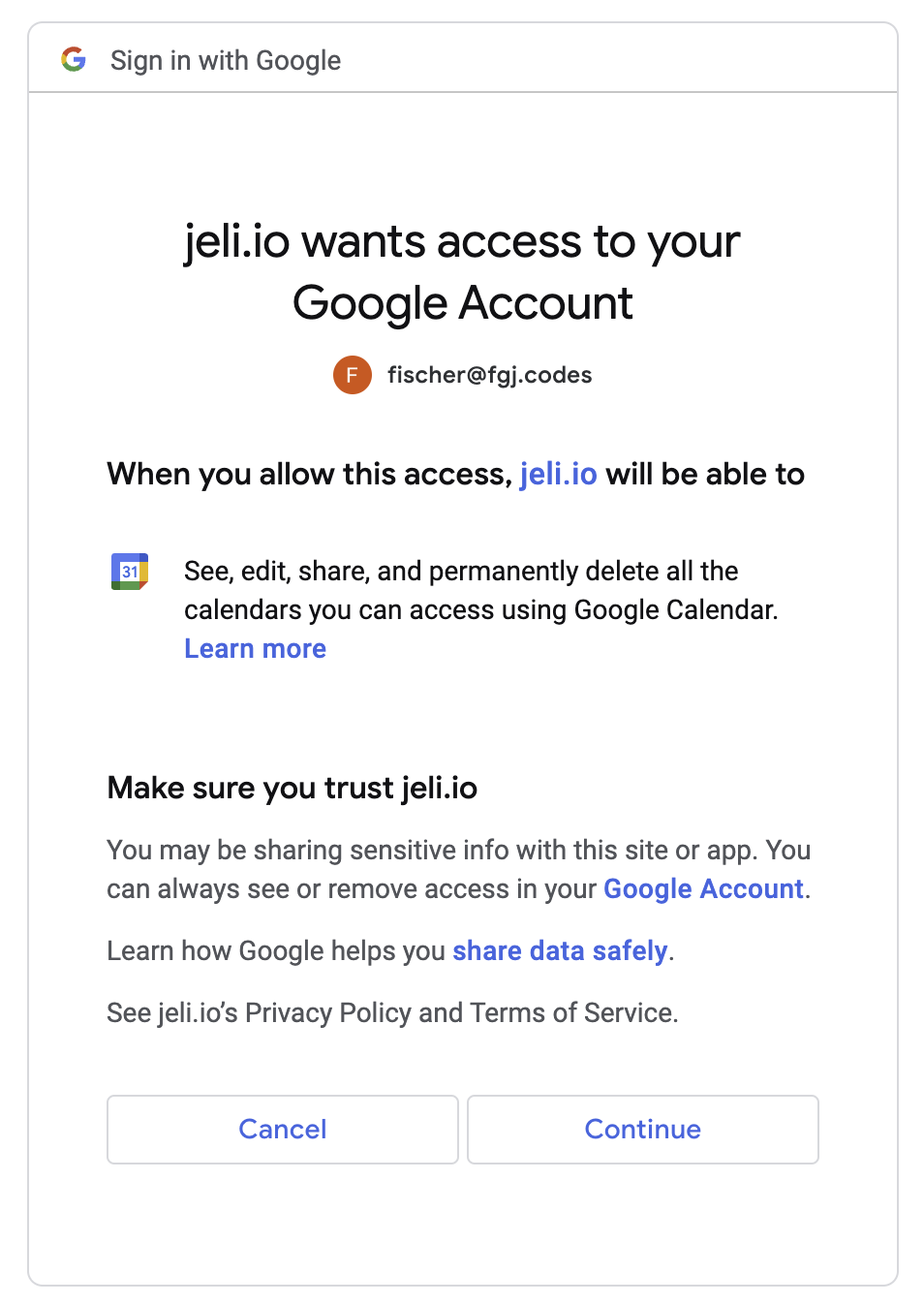 A screenshot indicating how to authorize the Google Meet integration