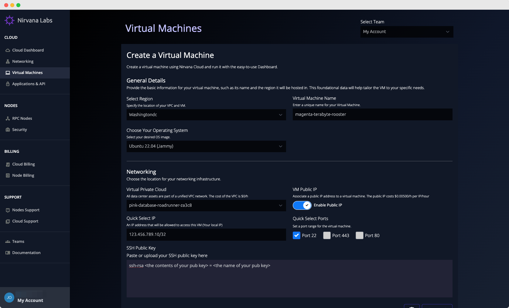 Create a VM Step One