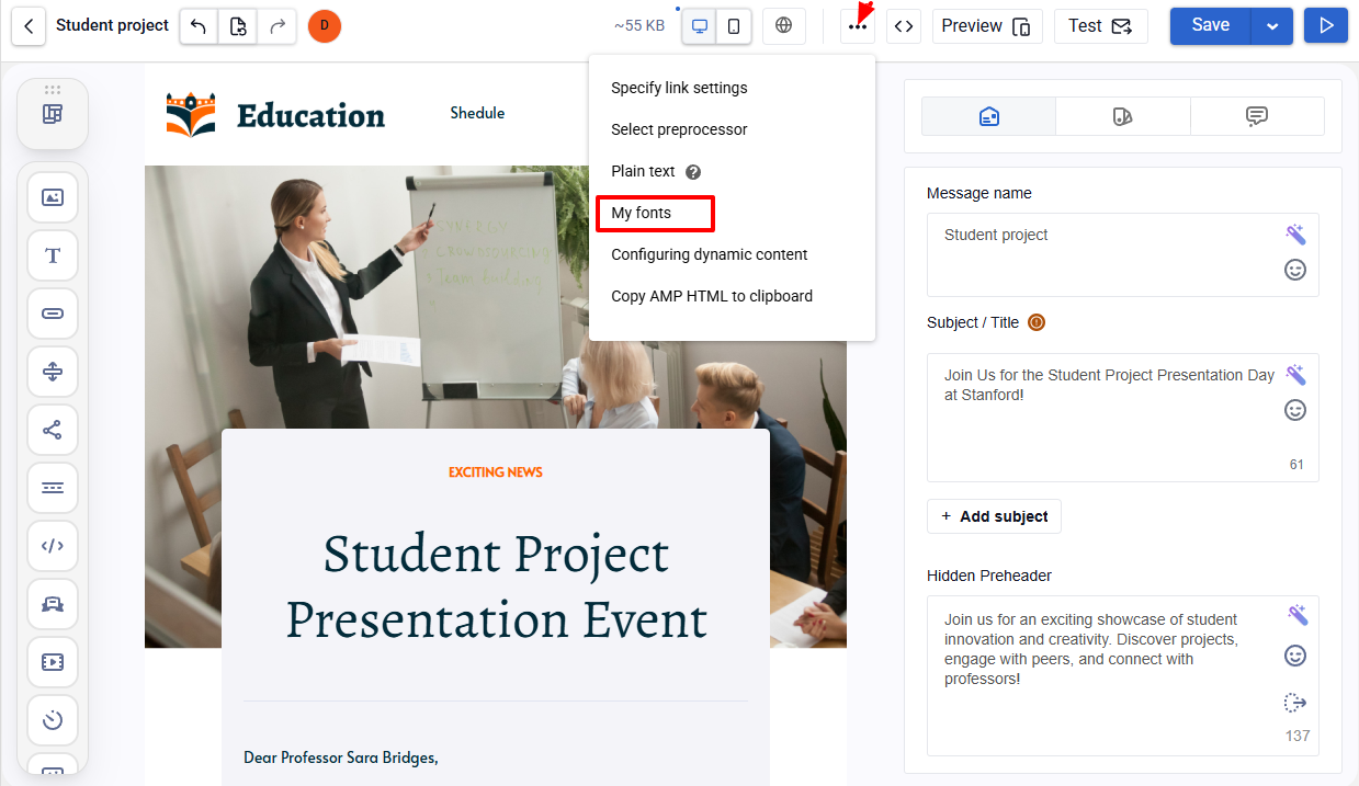 Email Management Panel