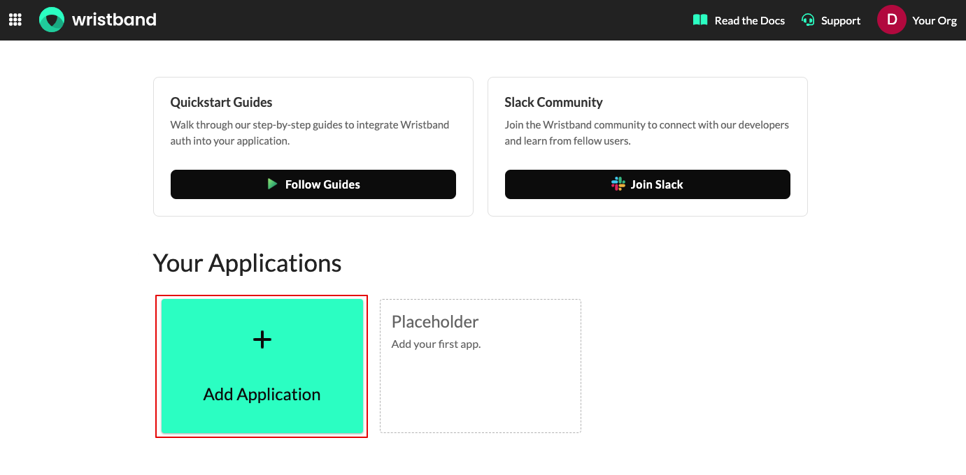 Wristband Dashboard Home Page