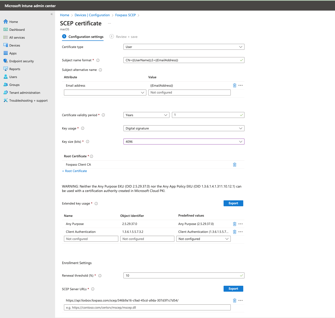 Sample SCEP Profile