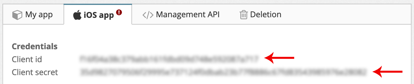 Copy your credentials to enable push notifications in your iOS application