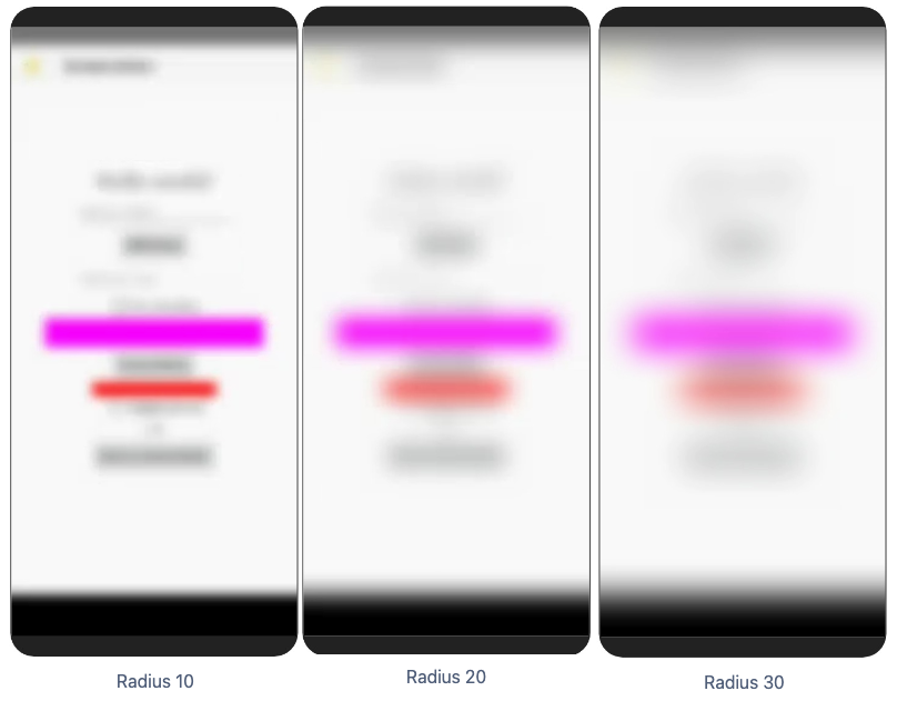 Blur radius customization examples