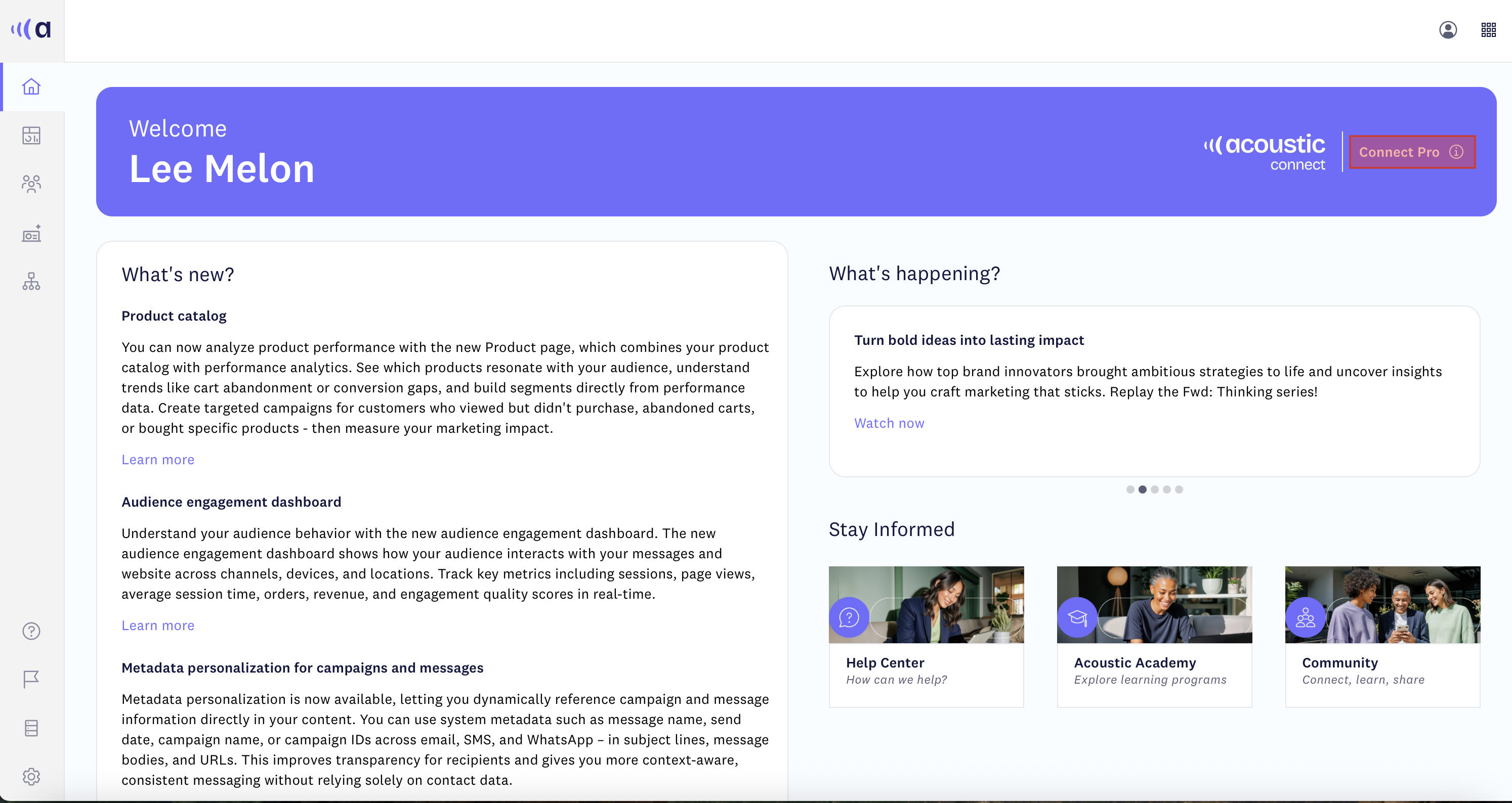 Acoustic Connect home page