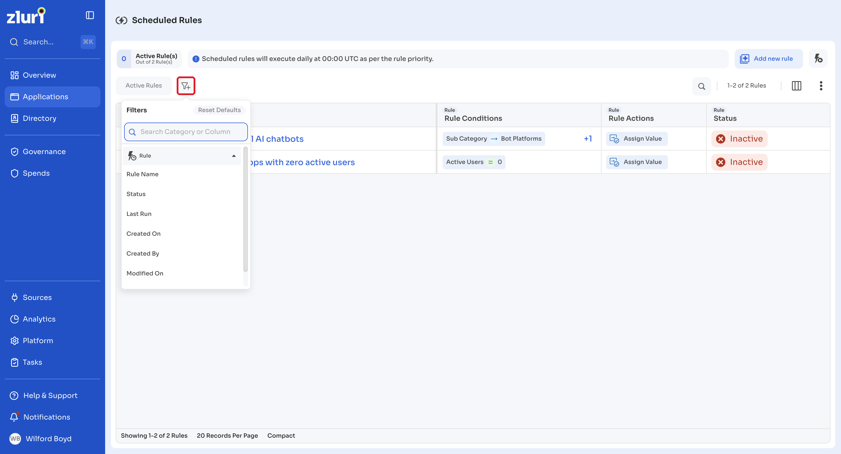 Configure Filters icon