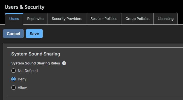 Allow or Deny System Sound Sharing