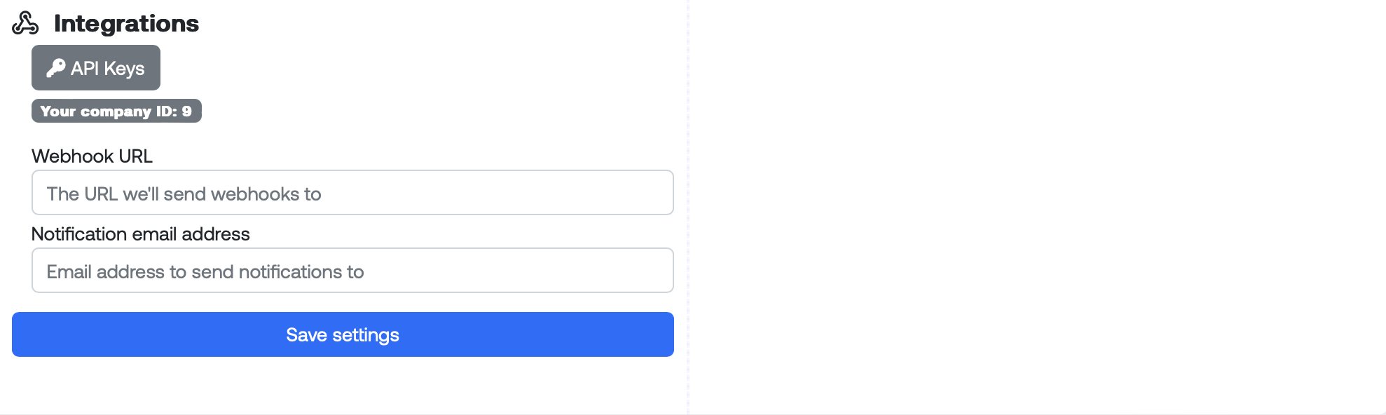 Input your url for receiving web hooks from Bayou in the Webhook URL data field.